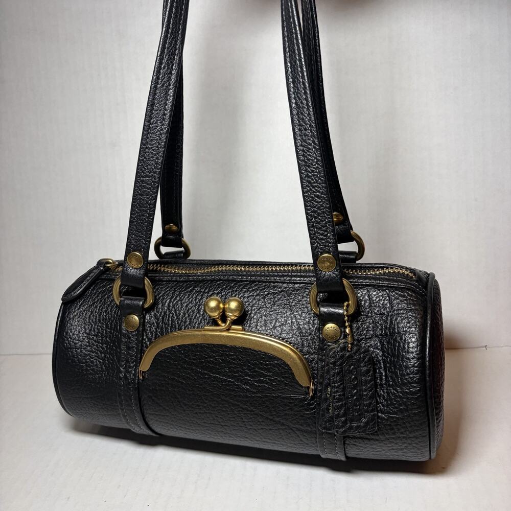 Coach Kisslock Barrel Bag 28 Black W/ Dustbag
